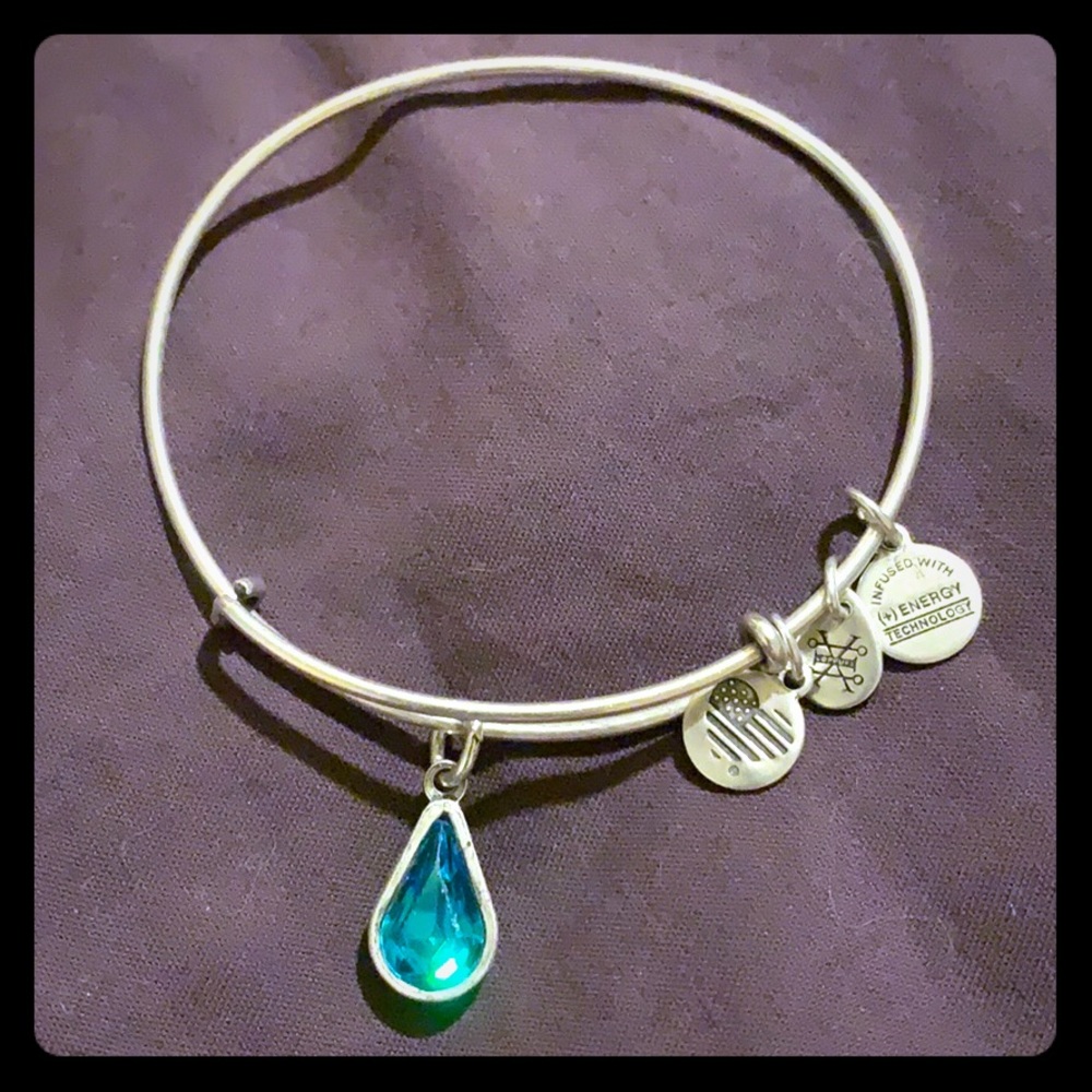 Alex and Ani Teal Teardrop Birthstone Bracelet
